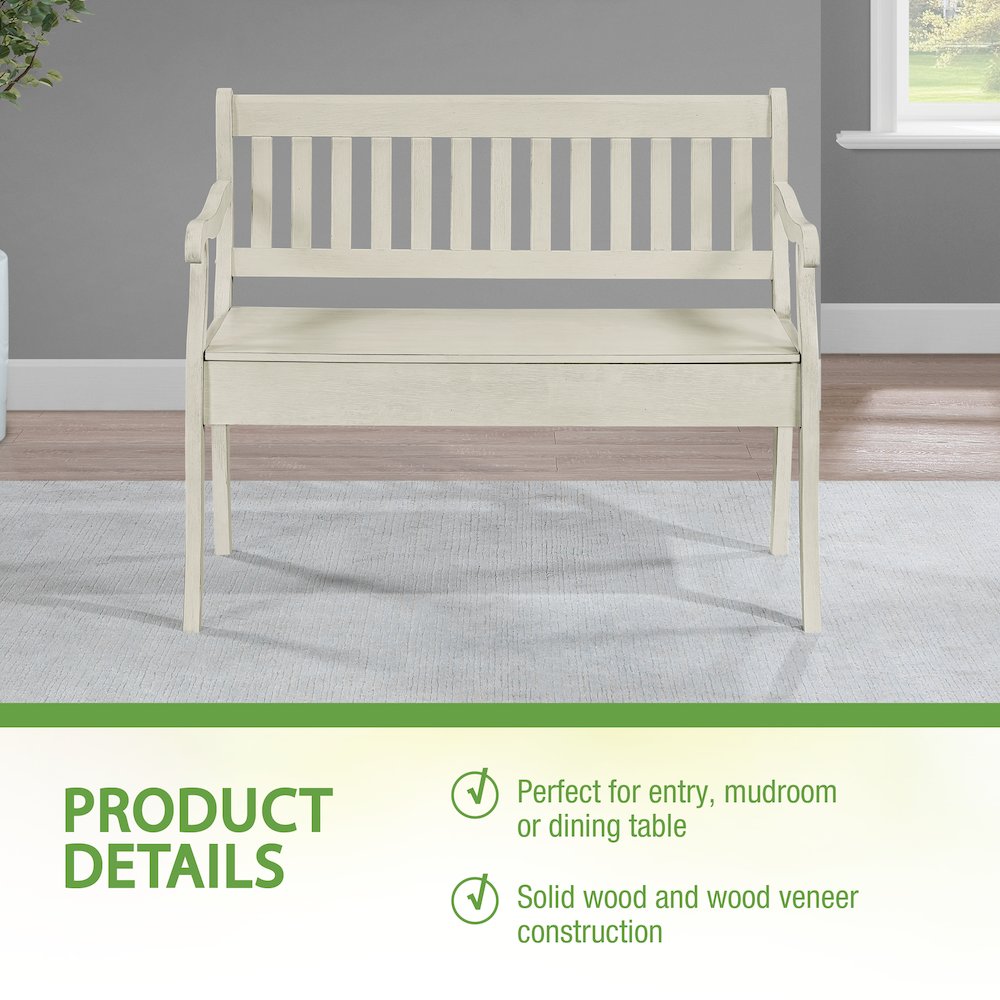 Wakefield Entryway Storage Bench in White Finish. Picture 11