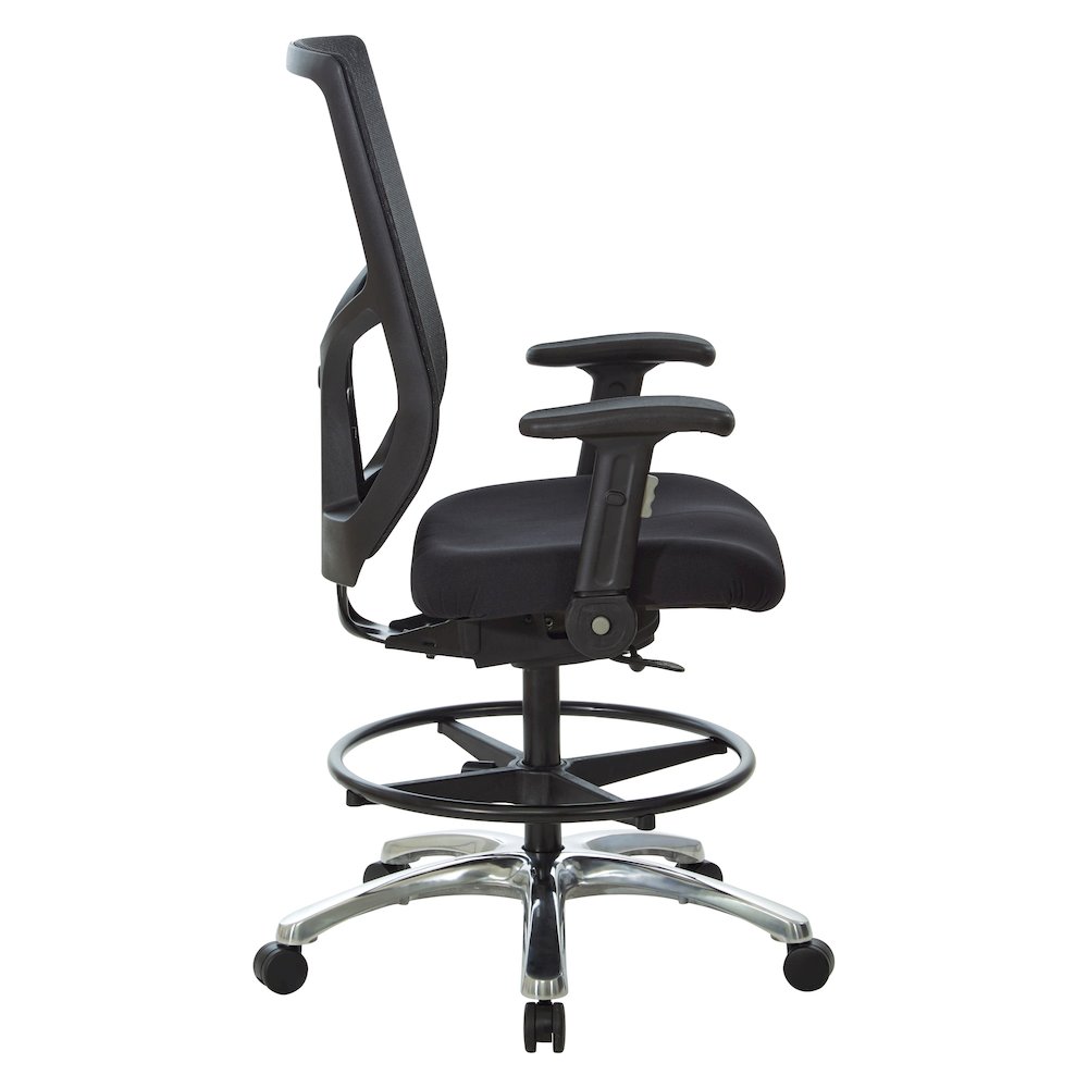 ProGrid Mesh Back Drafting Chair in  FreFlex Coal Fabric with Padded Seat. Picture 4