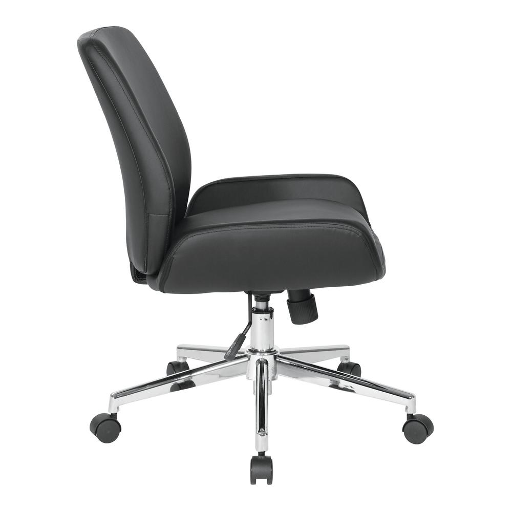 Black Faux Leather Chair with Chrome Finish Base, FL61903C-U6. Picture 2