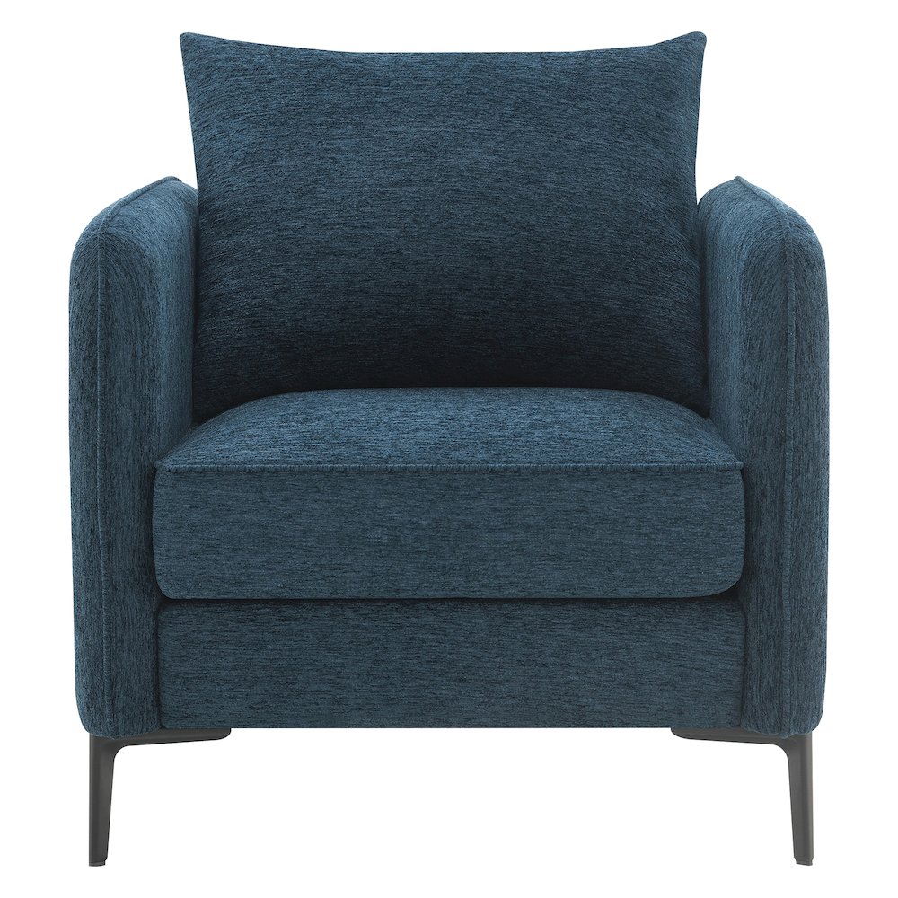 Newhaven Accent Chair in Navy Green Fabric with Black Metal Legs. Picture 4
