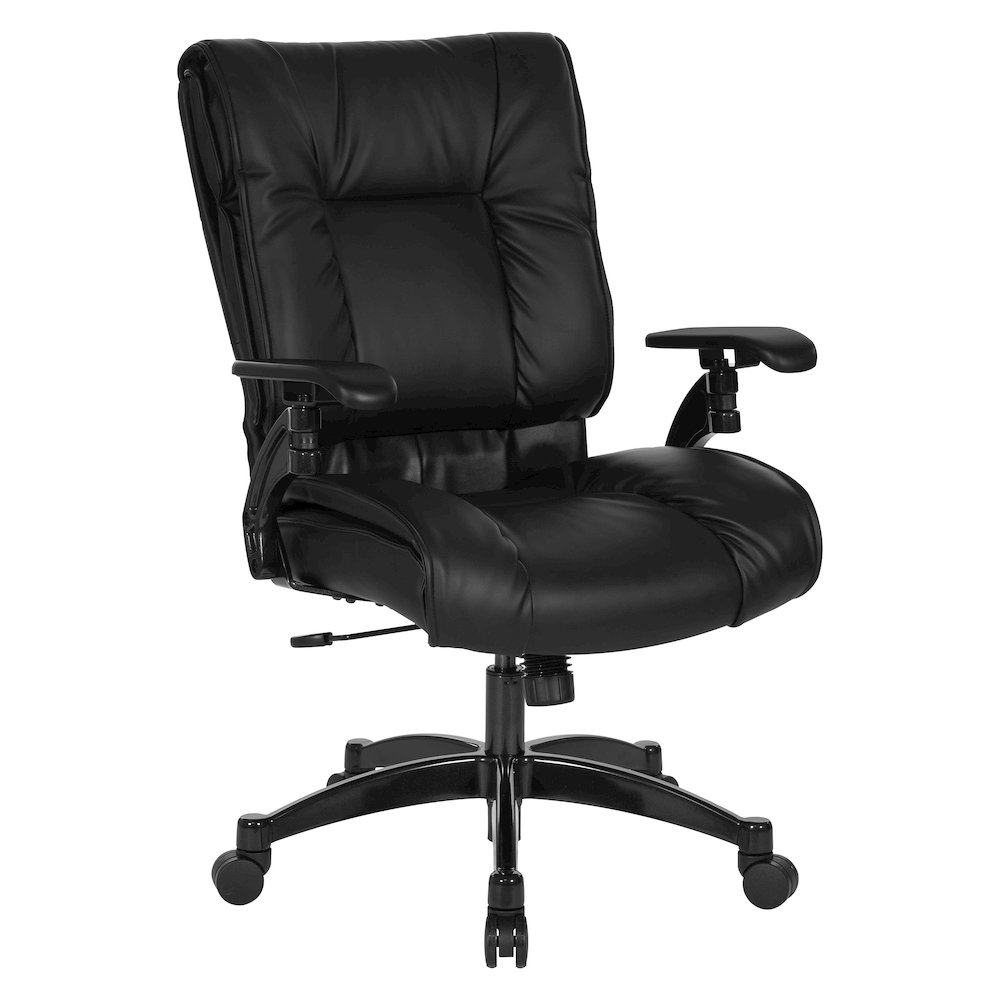 Black Leather Conference Chair with Cantilever Arms, Steel Base. Picture 1