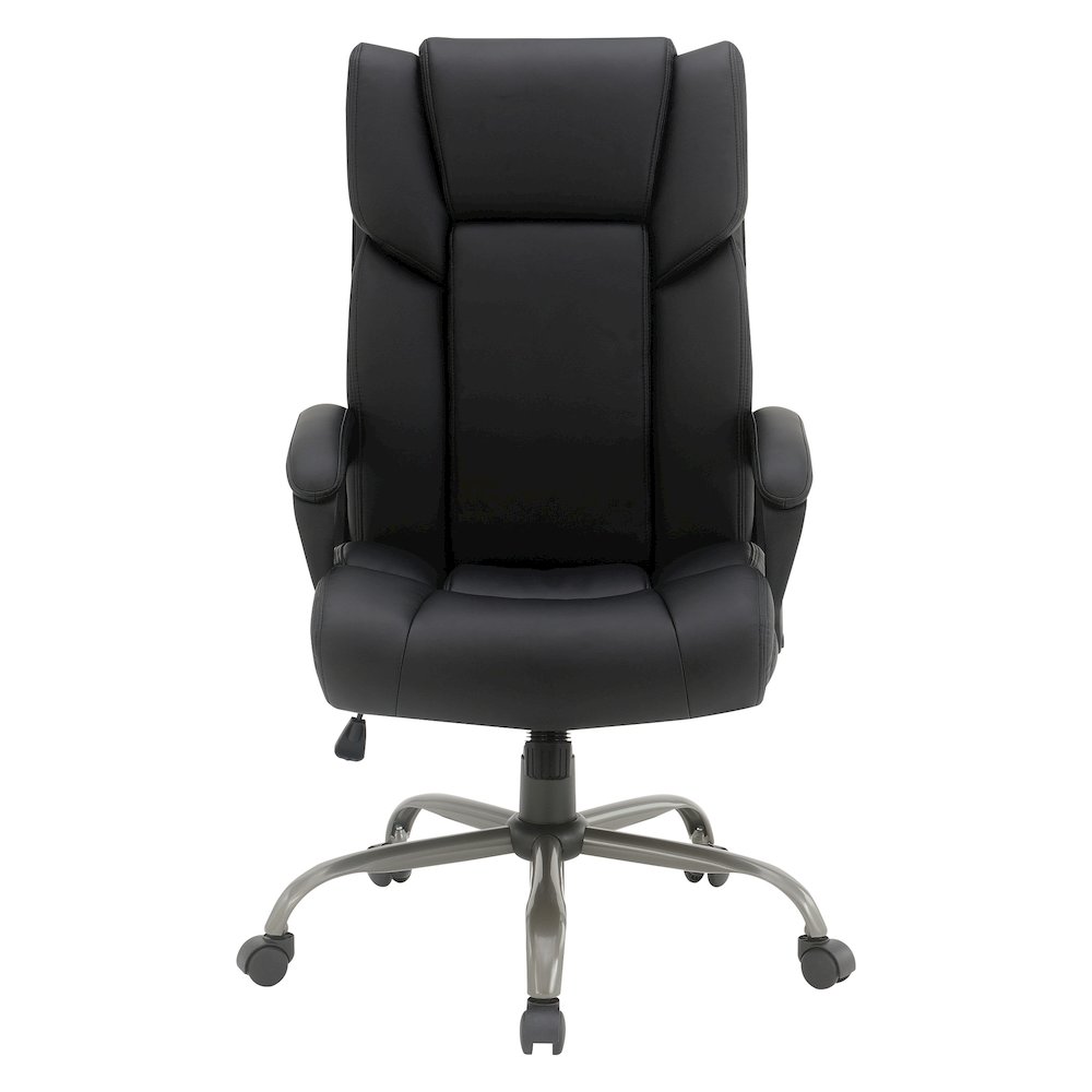 High-Back in Black Faux Leather Executive Chair with Padded Arms. Picture 3