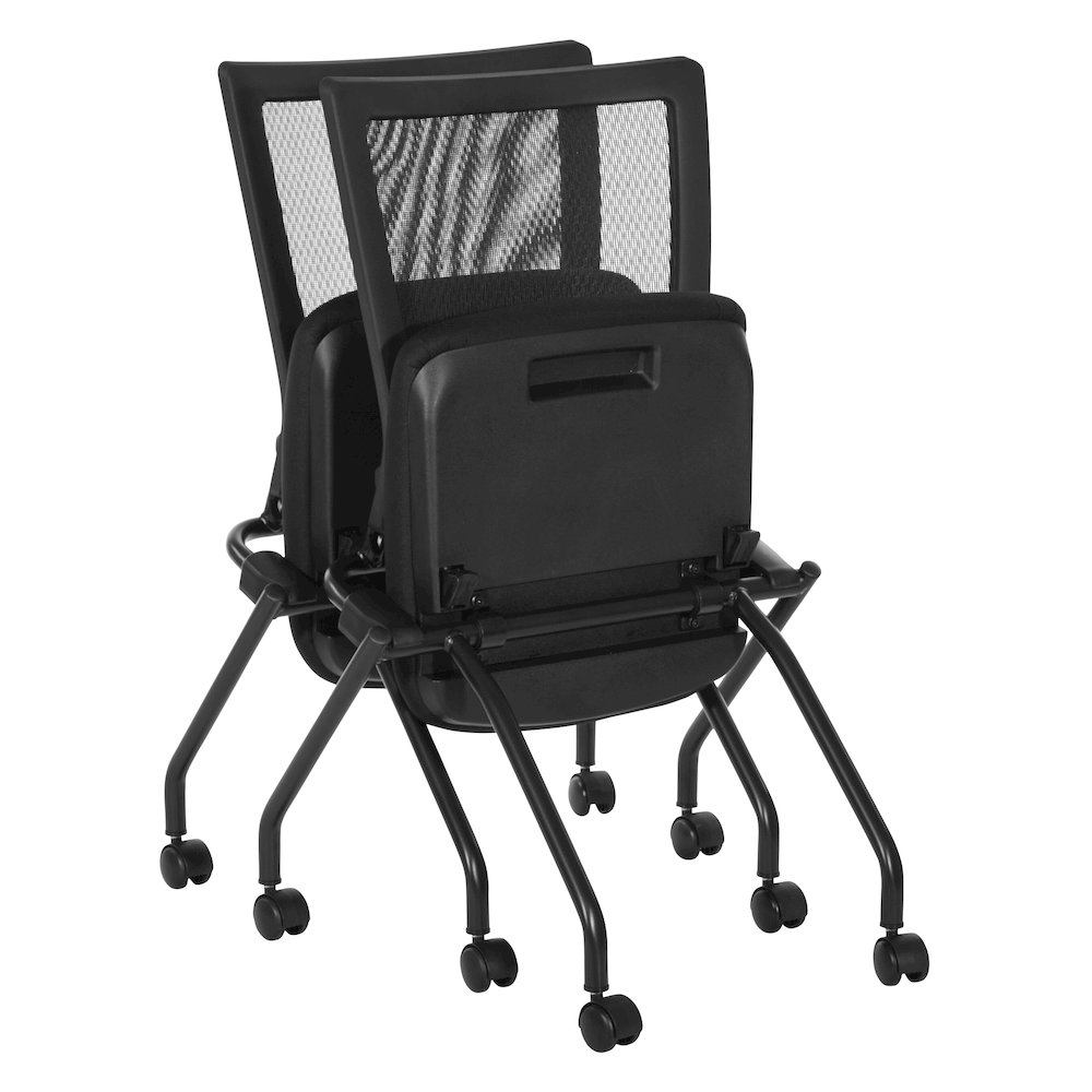 PU Padded Back Soft-Flex Frame Progrid Mesh Back Armless Folding Chair. Picture 2