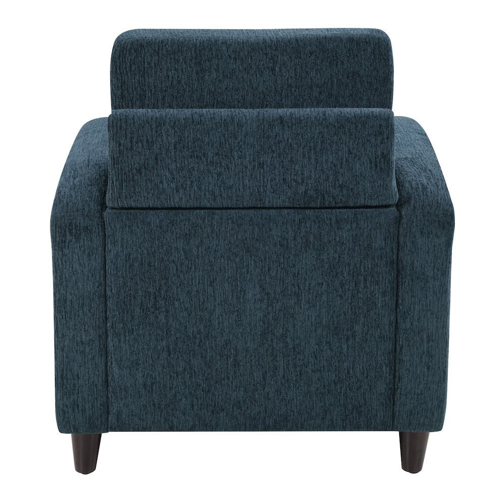 Venus Club Chair in Indigo Fabric and Medium Espresso Legs. Picture 6
