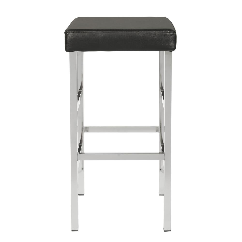 30in. Chrome Backless Stool in Black Vinyl, MET1330C-BK. Picture 3