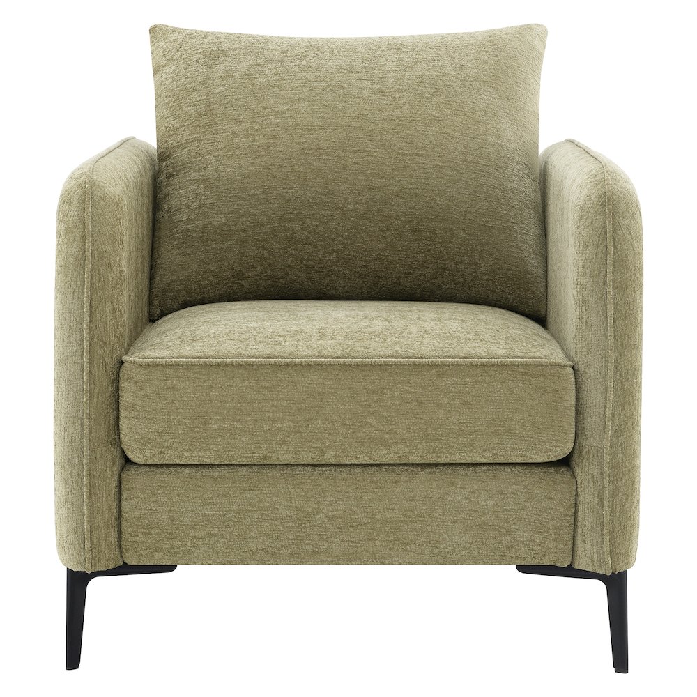 Newhaven Accent Chair in Sea Green Fabric with Black Metal Legs. Picture 4