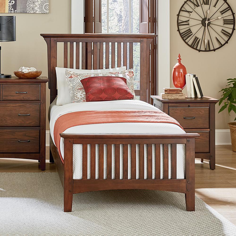 Modern Mission Twin Bed Set in Vintage Oak Finish, BP-4201-100K. Picture 2