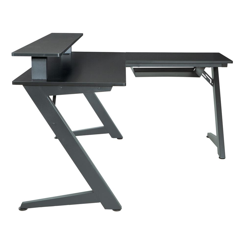 Avatar Battlestation L-Shape Gaming Desk with Carbon Top and Matte Black Legs, AVA25-BLK. Picture 3