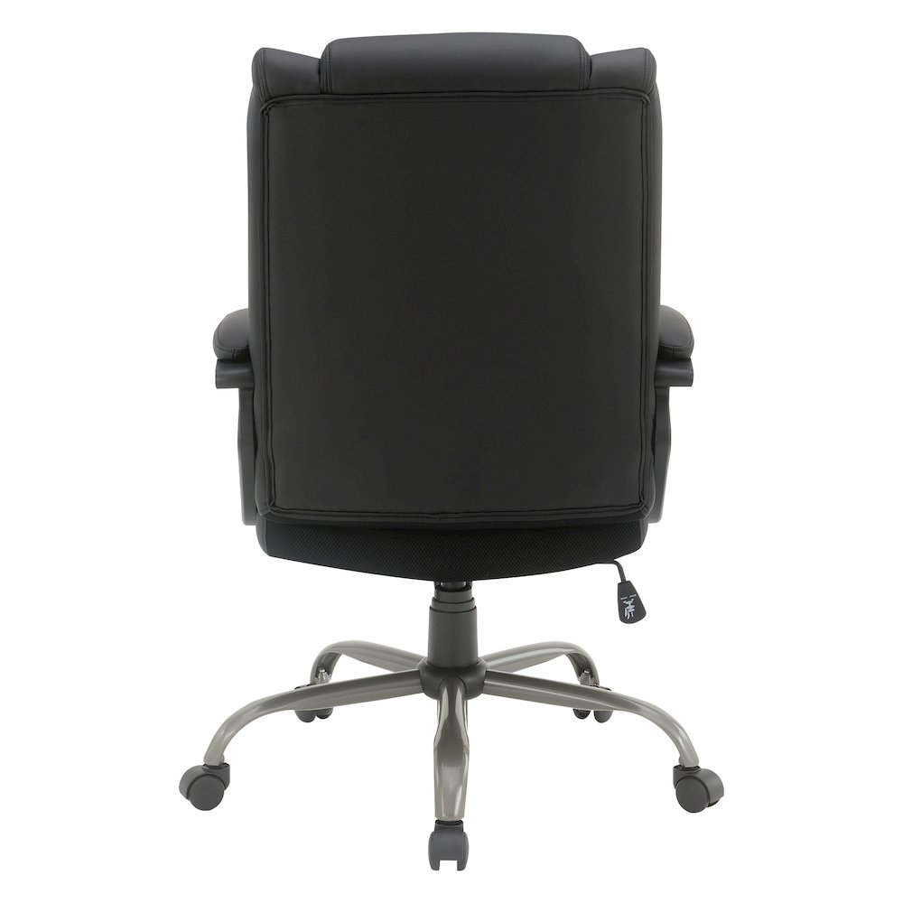 Mid-Back in Black Faux Leather Executive Chair with Padded Arms. Picture 6