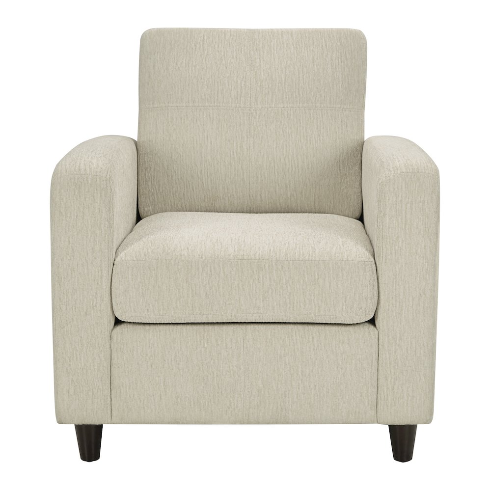 Venus Club Chair in Cream Fabric and Medium Espresso Legs. Picture 2