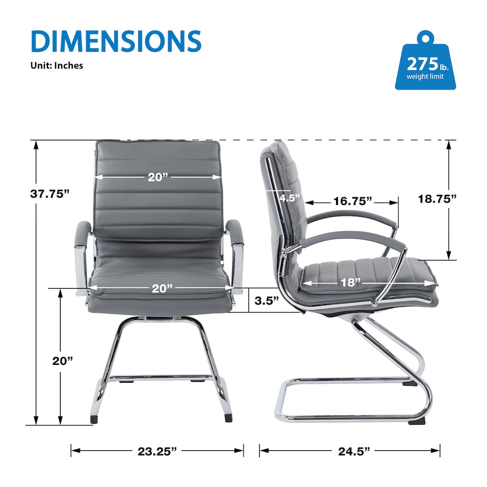 Guest Faux Leather Chair with Chrome Base and Includes Removable Arm Sleeves. Picture 8