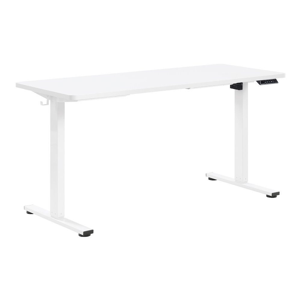 Primo 59"W Sit to Stand Electric Height Adjustable Desk in White Finish. Picture 1