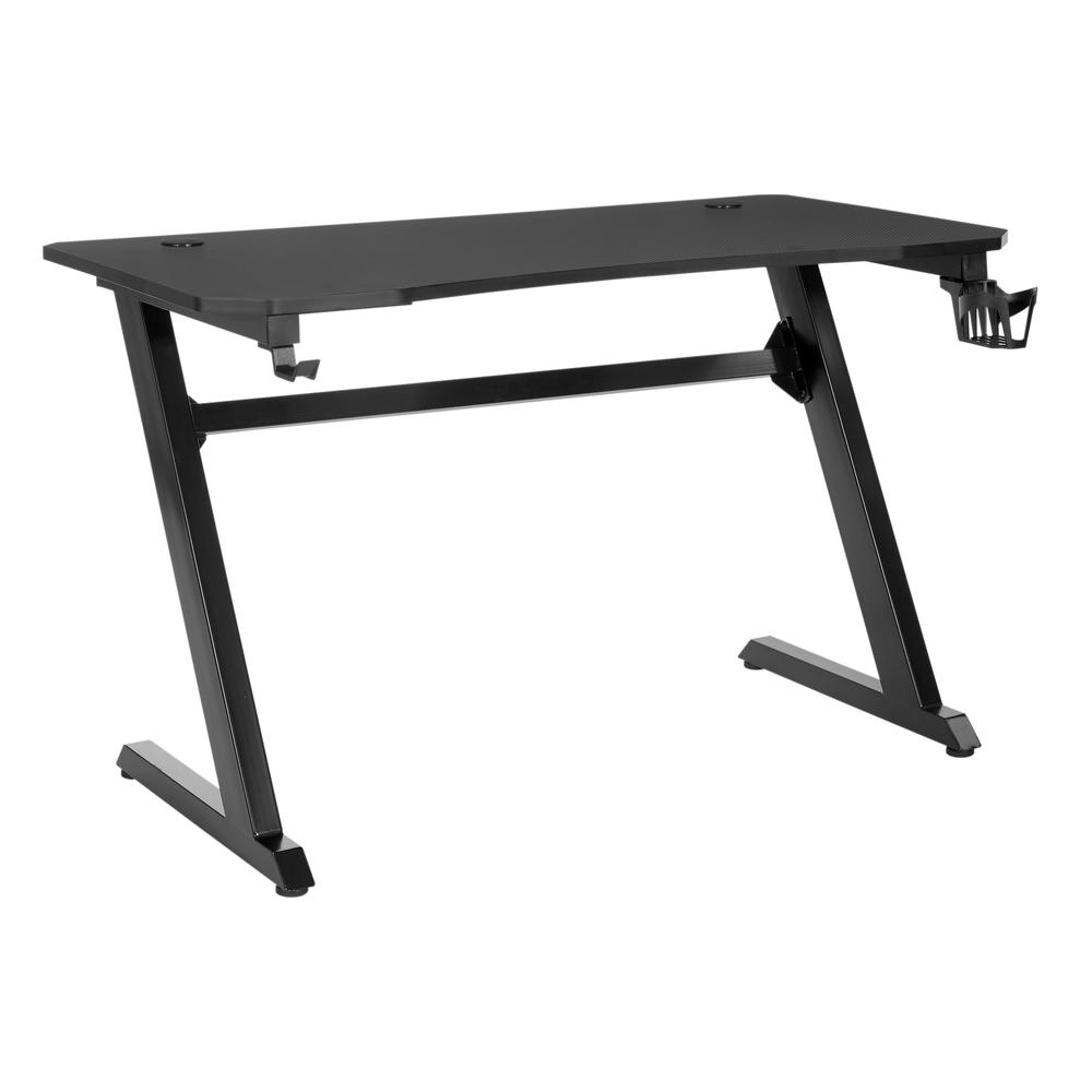 Ghost Battlestation Gaming Desk in Matte Black Top and Black Legs, GST25-BLK. Picture 1