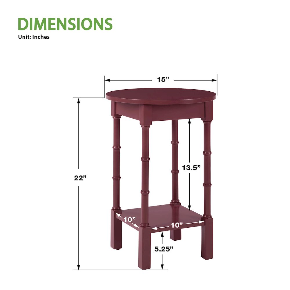 Golden Side Table in Maroon Wood Finish. Picture 3