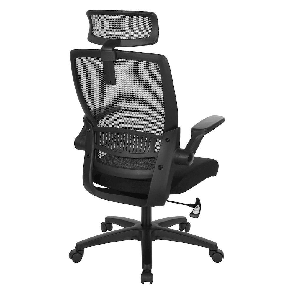 Managers Chair With Mesh Back In Black Fabric Seat Molded Foam. Picture 6