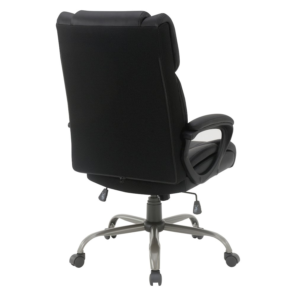 High-Back in Black Faux Leather Executive Chair with Padded Arms. Picture 5