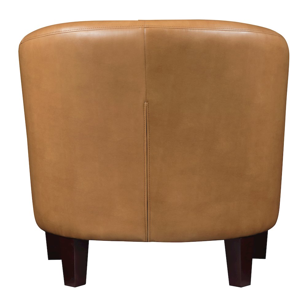 Ethan Tub Chair in Camel Faux Leather with Dark Espresso Wood Legs. Picture 5