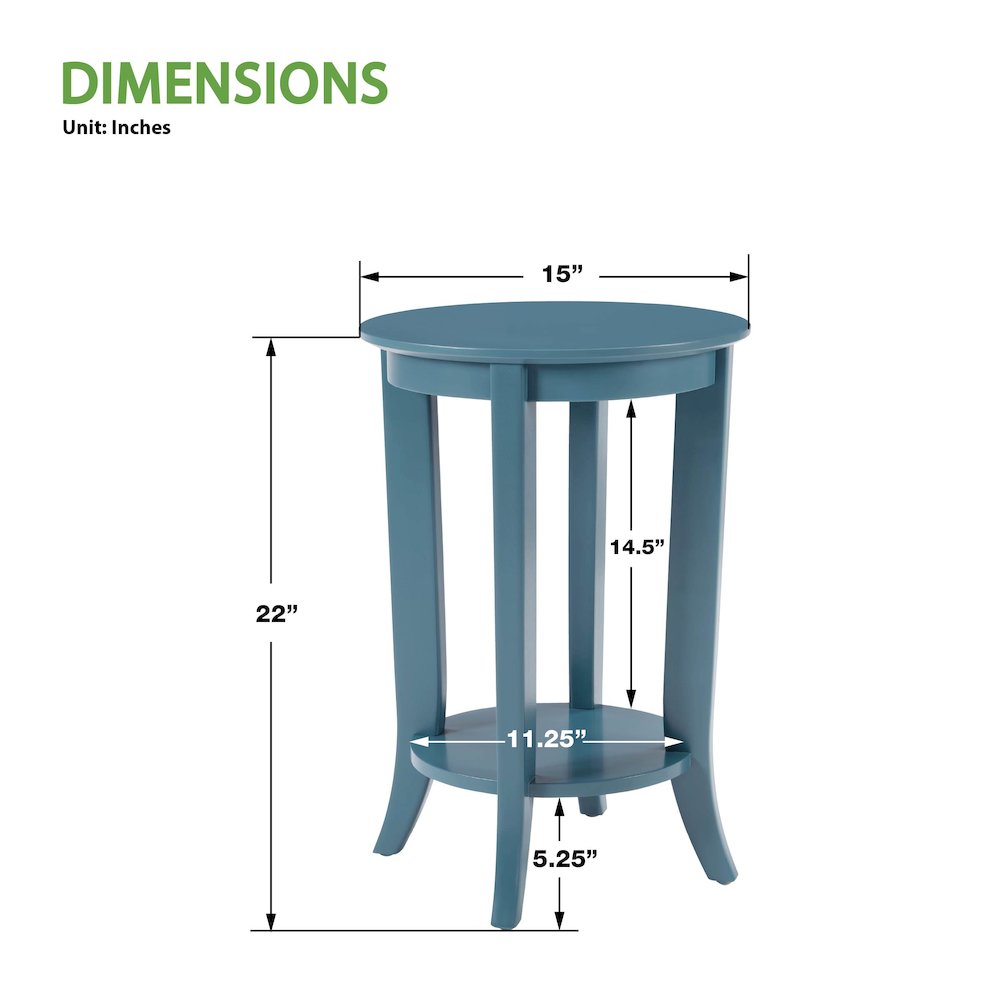 Golden Side Table in Blue Wood Finish. Picture 3