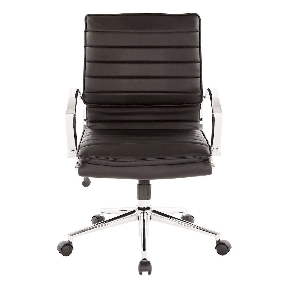 Mid-Back Manager’s Faux Leather Chair with Chrome Base, Removable Arm Sleeves.. Picture 4