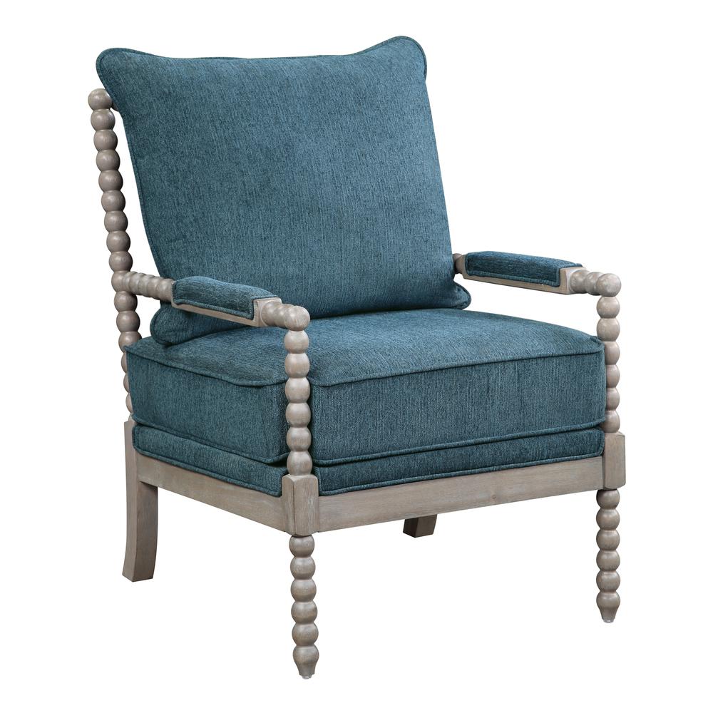 Abbott Chair in Azure Fabric with Brushed Grey Base K/D, ABB-BY4. Picture 1