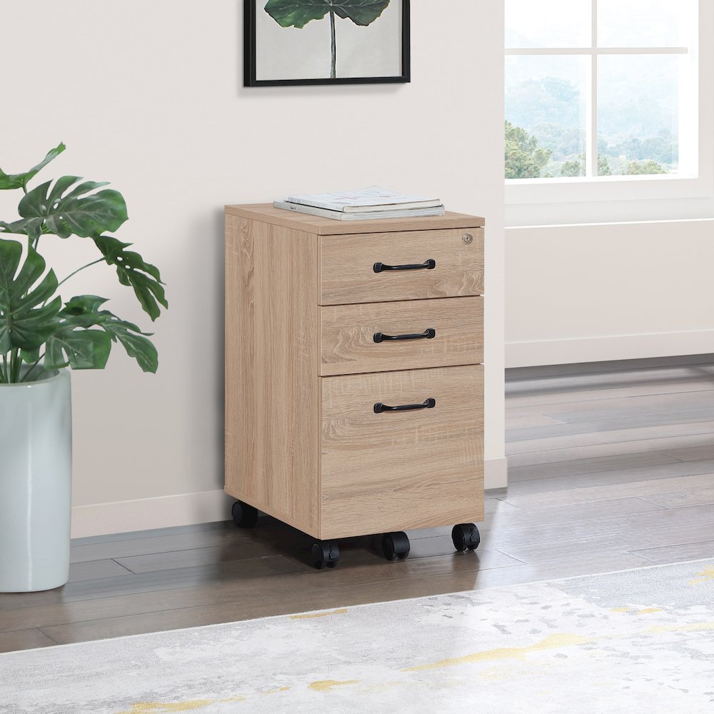 Ace 3 Drawer Mobile File in River Oak Finish. Picture 9
