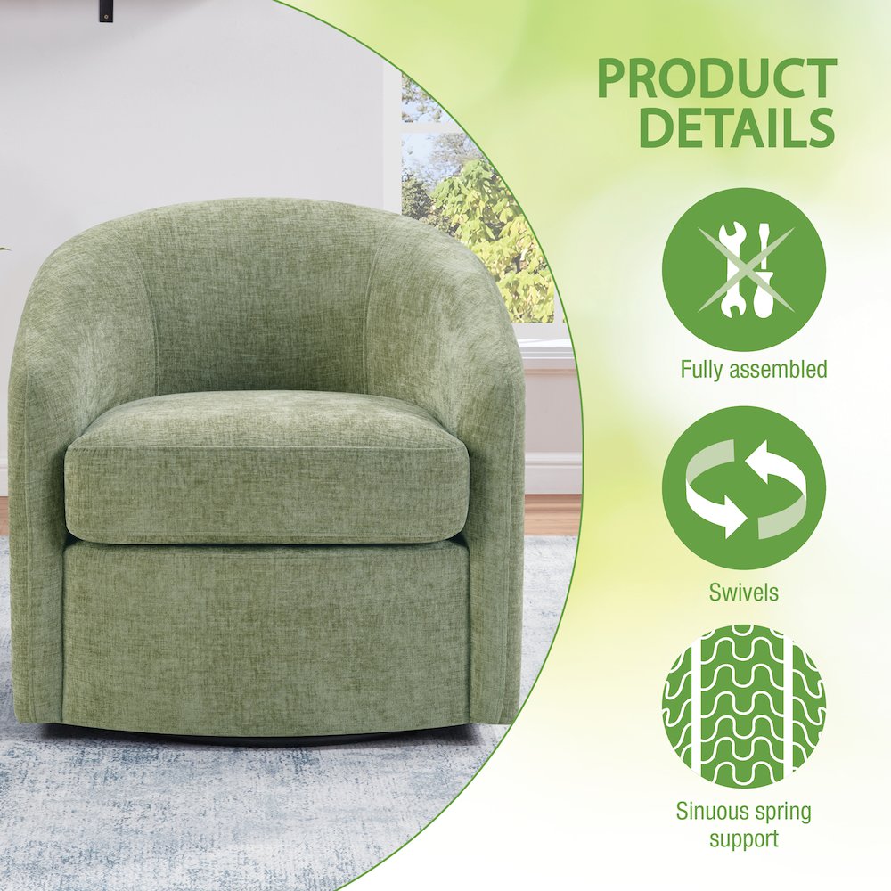 Bella Swivel Chair in Leaf Fabric. Picture 9