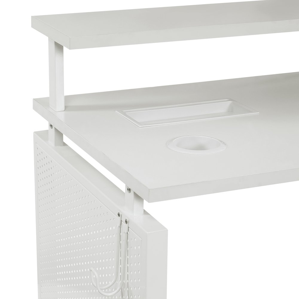 Ace 60"x 50" L-Shape Desk in White Top and White Frame. Picture 7