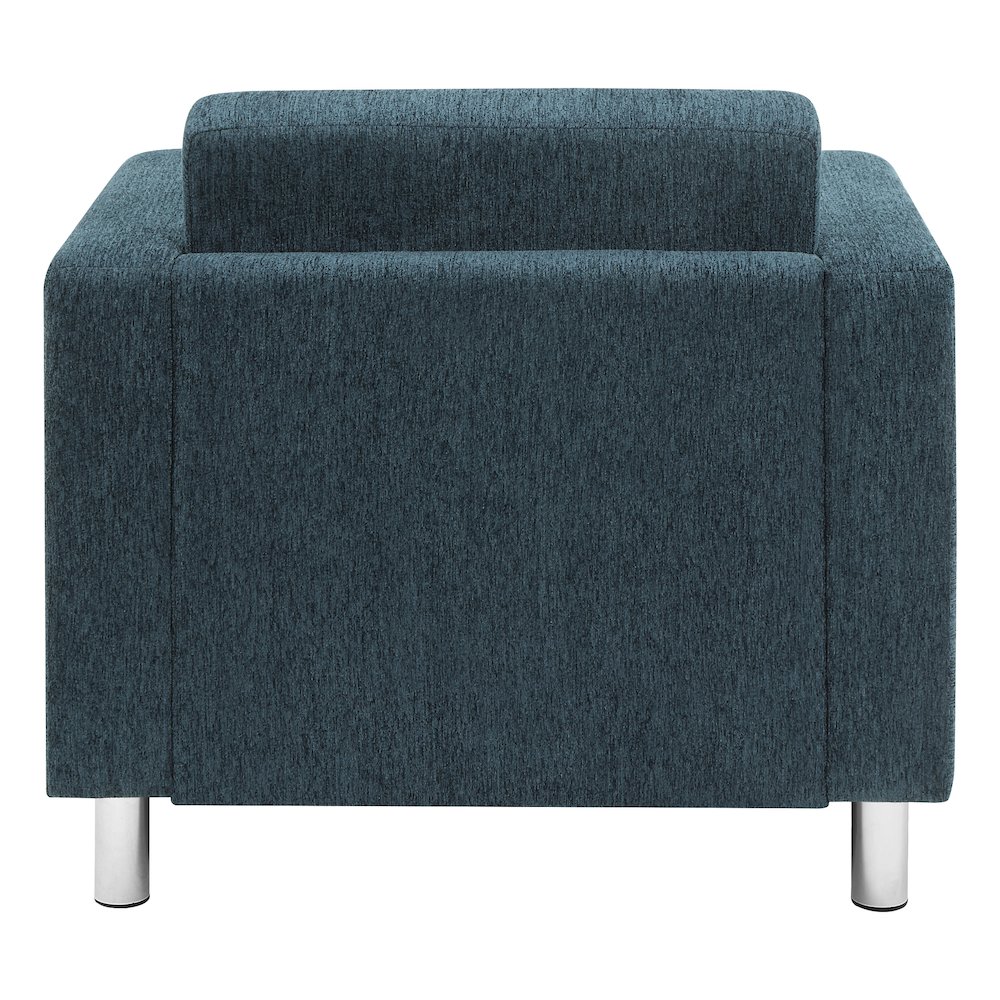 Pacific Armchair in Navy Fabric with Chrome Legs. Picture 7