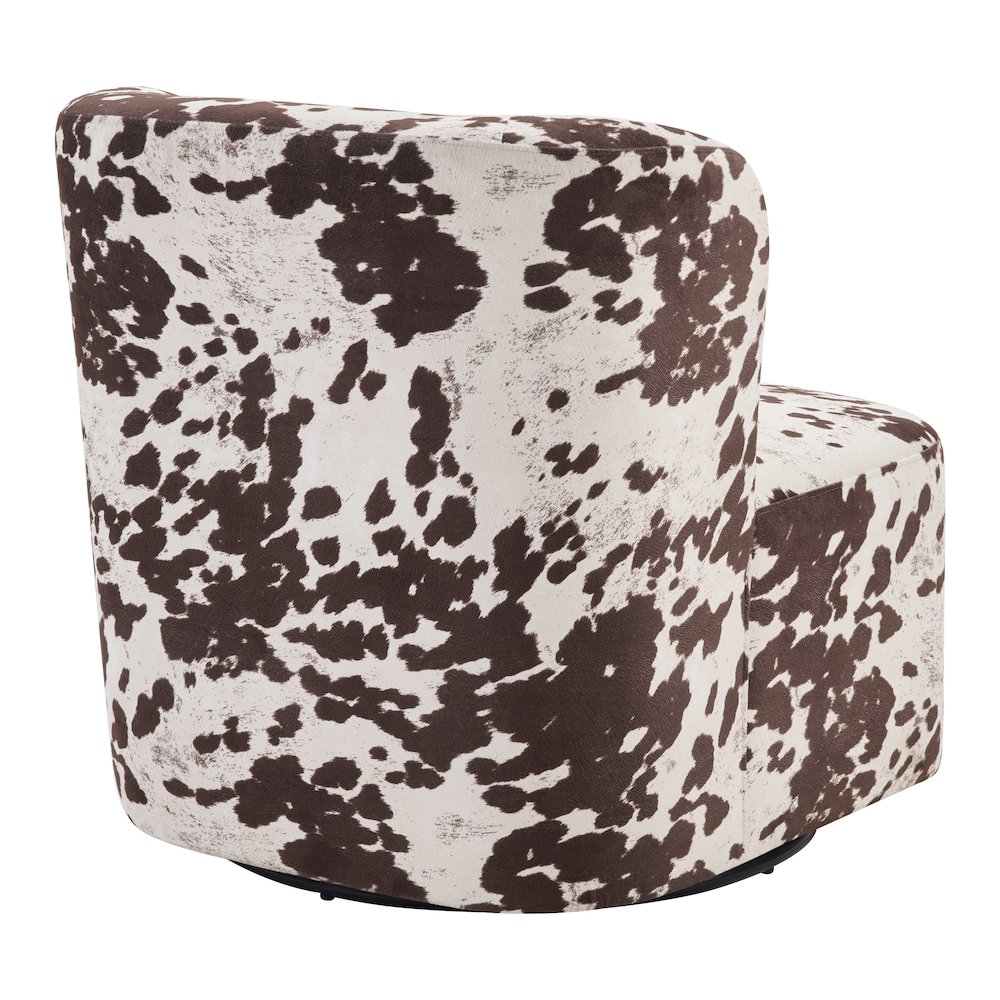 Lucia Swivel Chair in Brown Cow Fabric. Picture 5