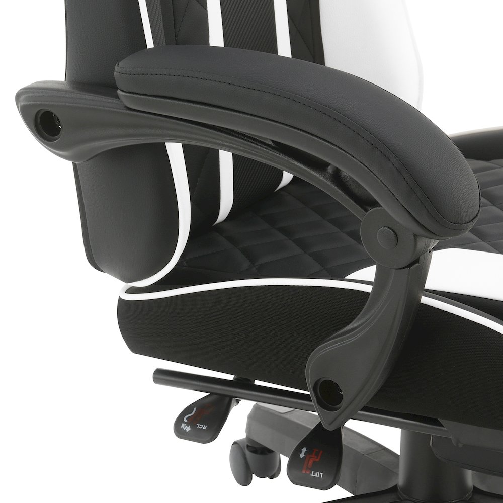 Expanse Gaming Chair  With Footrest in White Fabric. Picture 9