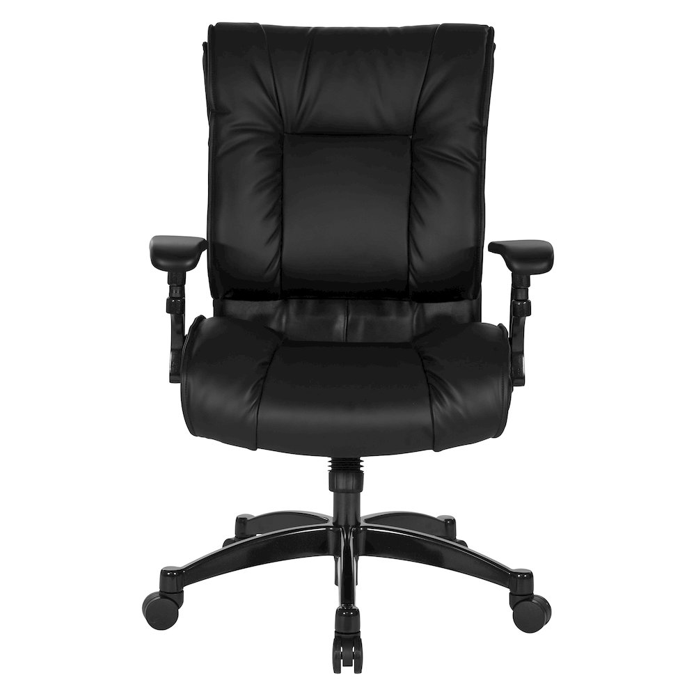 Black Leather Conference Chair with Cantilever Arms, Steel Base. Picture 3