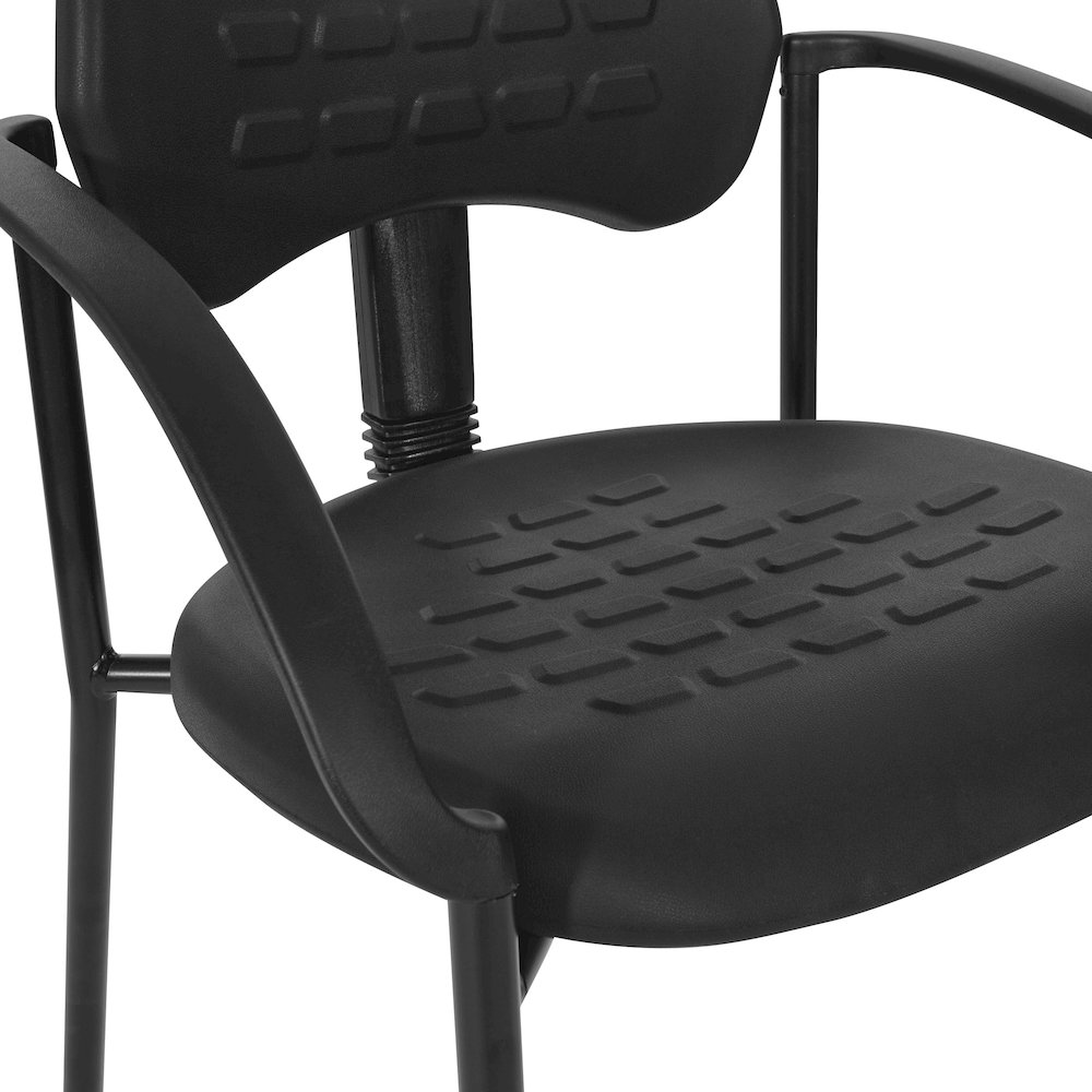 Black Self Skinned Urethane Guest Arm Chair in Black Finish Frame. Picture 9