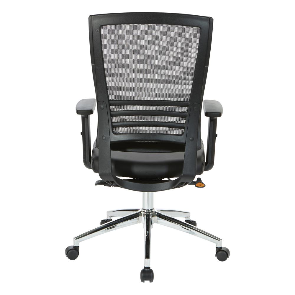 Black Frame Chair with Chrome Base with Black Bonded Leather Seat, EM60930C-EC3. Picture 4