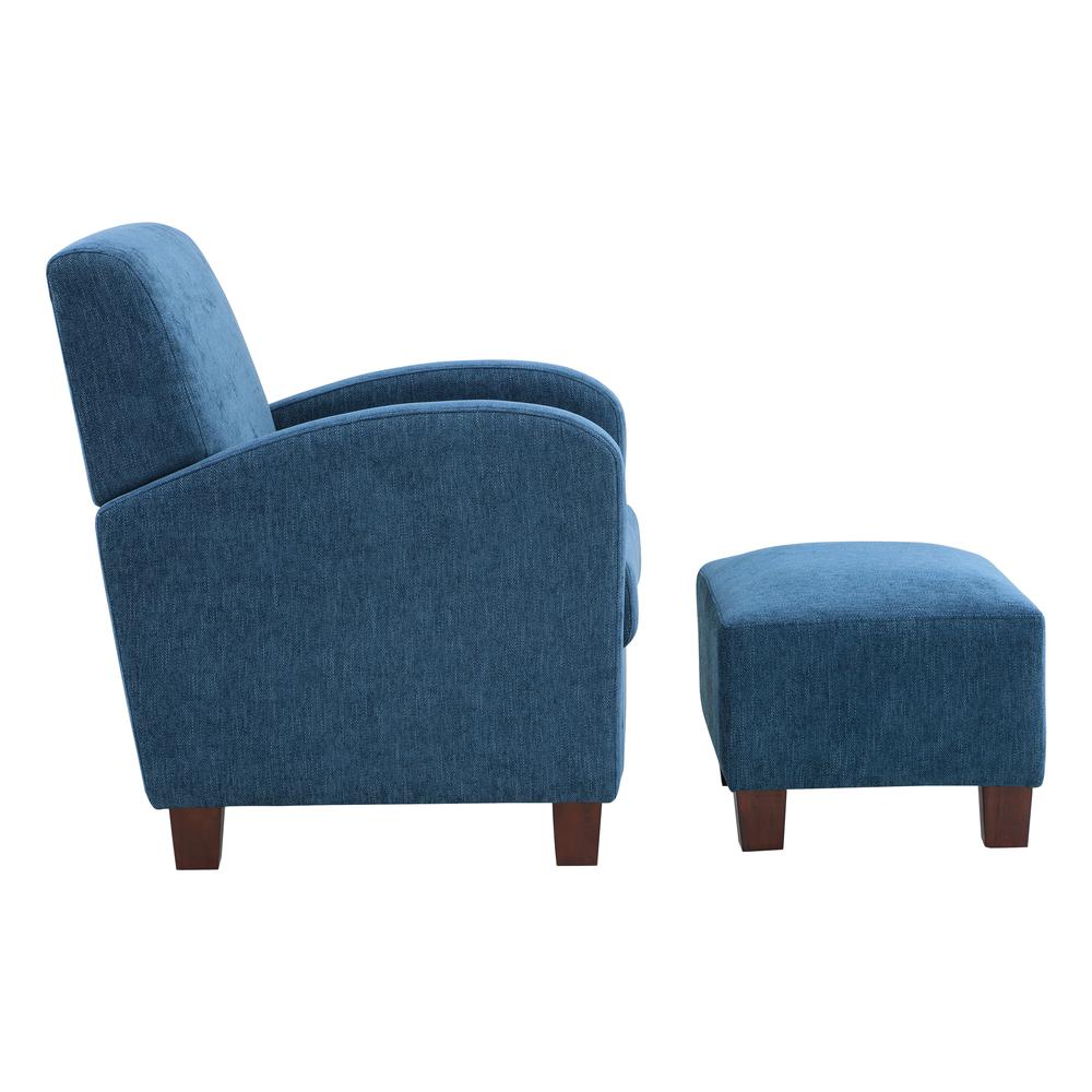 Aiden Chair & Ottoman Herringbone Navy with Medium Espresso Legs, ADN-H16. Picture 4
