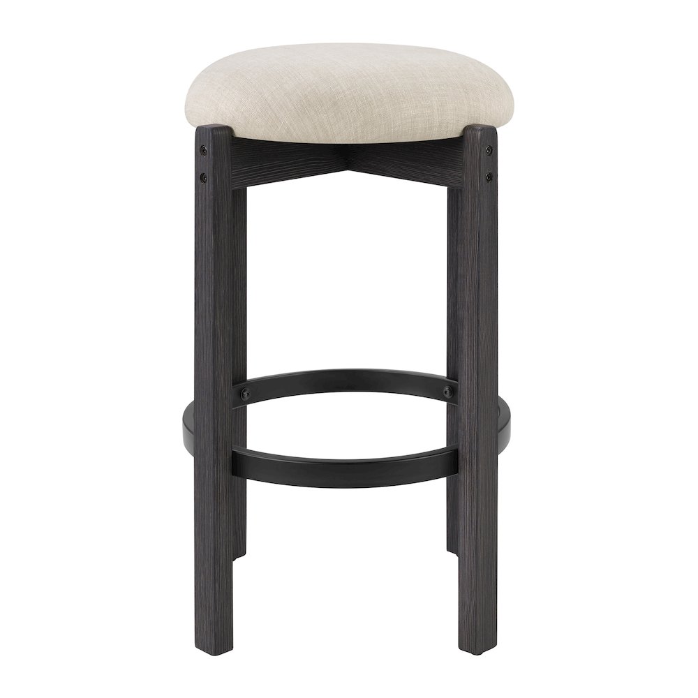 Melissa 26" Counter Stools 2-Pack With Cream Fabric Seat and Black Finish Wood. Picture 3