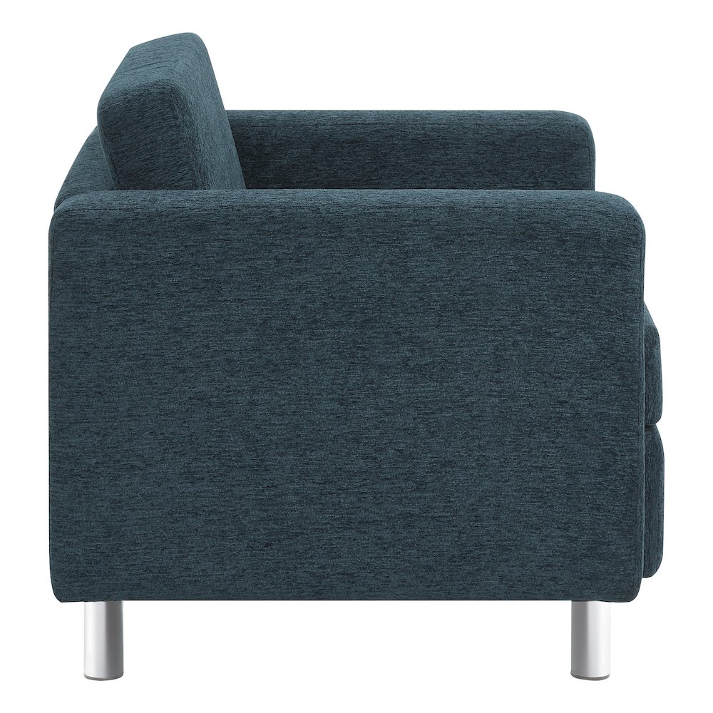 Pacific Armchair in Navy Fabric with Chrome Legs. Picture 5