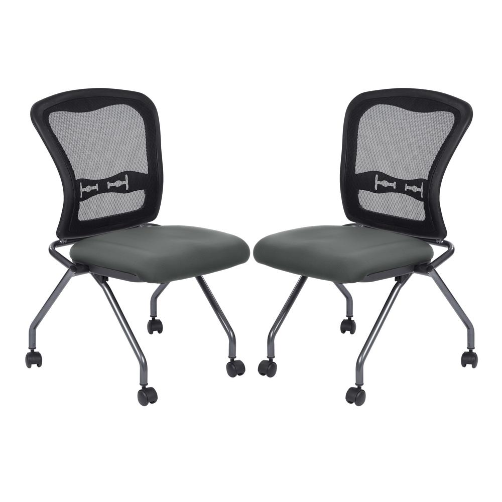 Deluxe Armless Folding Chair With ProGrid Back. Picture 1