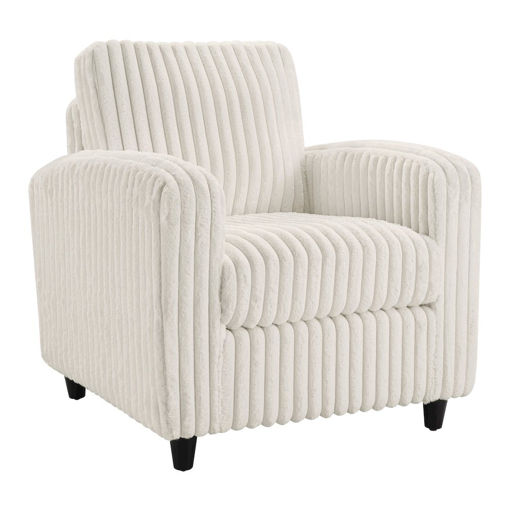 Venus Club Chair in White Cord Fabric and Dark Espresso Finish Legs. Picture 1