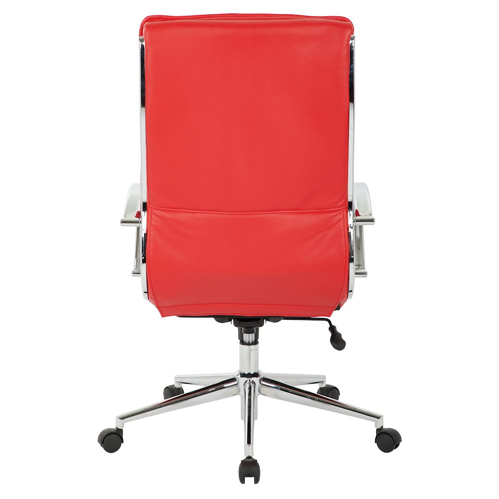 High Back Manager's Faux Leather Chair with Chrome Base, Removable Arm Sleeves. Picture 6