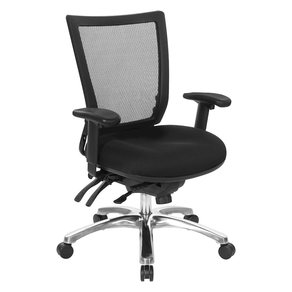 Task Chair Mesh Back in Coal Freeflex Fabric Seat Multi Function Mechanism. Picture 1