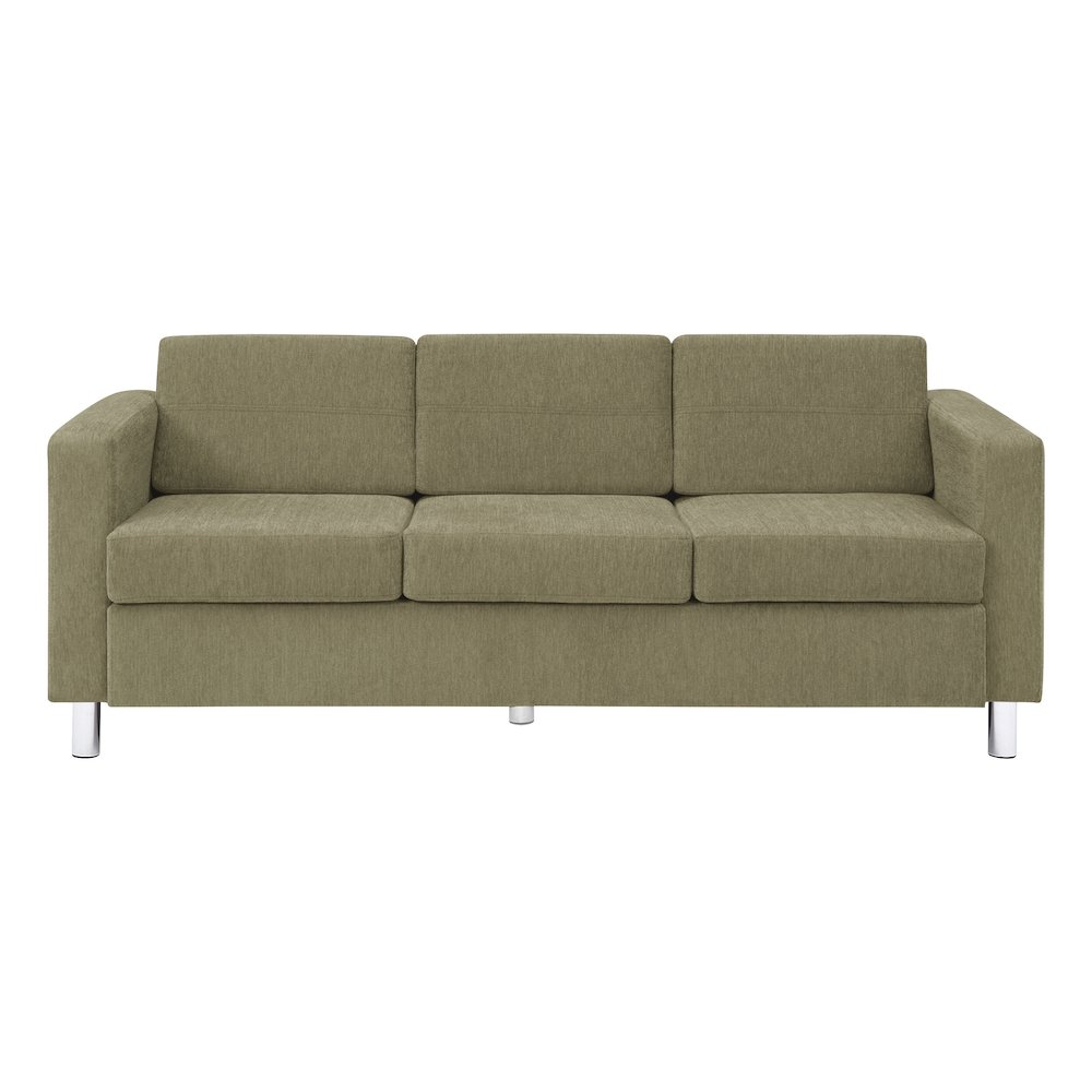 Pacific Sofa in Sea Green Fabric with Chrome Legs. Picture 4