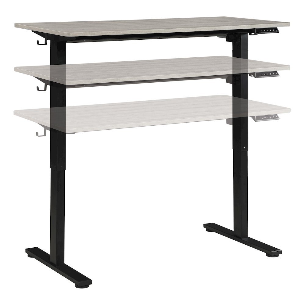 Primo 48"W Sit to Stand Electric Height Adjustable Desk With Light Grey Top. Picture 2