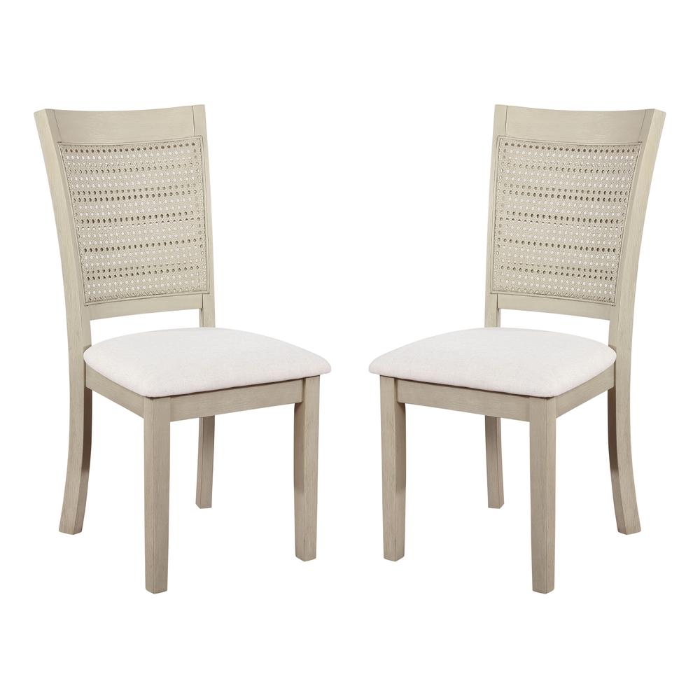Walden Cane Back Dining Chair 2pk, Linen / Antique White. Picture 2