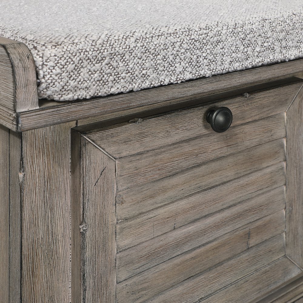 Dover Storage Bench In Goldstone Finish With Salt And Pepper Cushion Asm. Picture 10