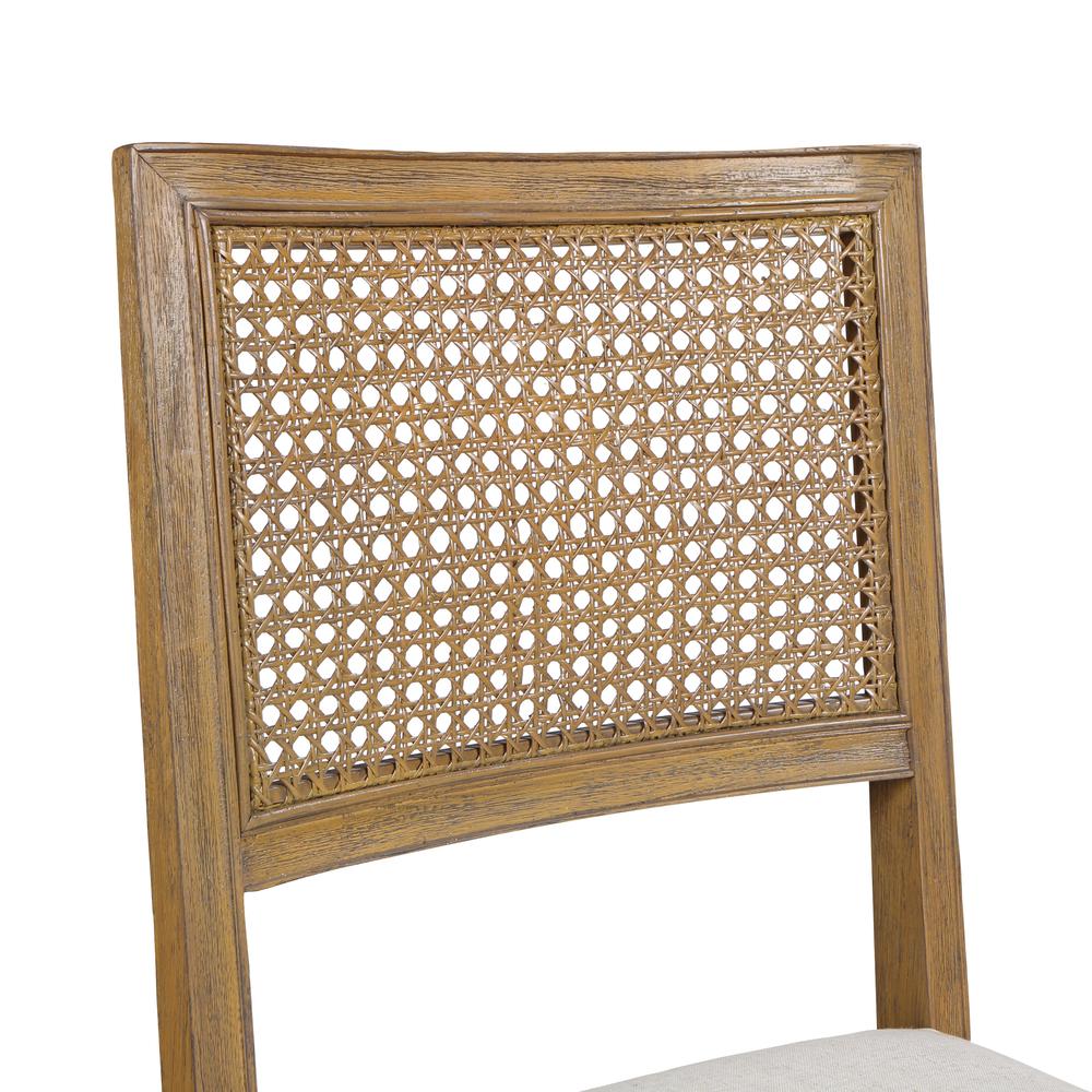 Alaina Cane Back Dining Chair 2 Pack in Linen Fabric with Coastal Wash. Picture 6