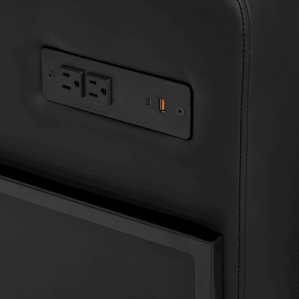 Arctic Sofa in Black Faux Leather with USB and USB-C Charging Stations. Picture 9