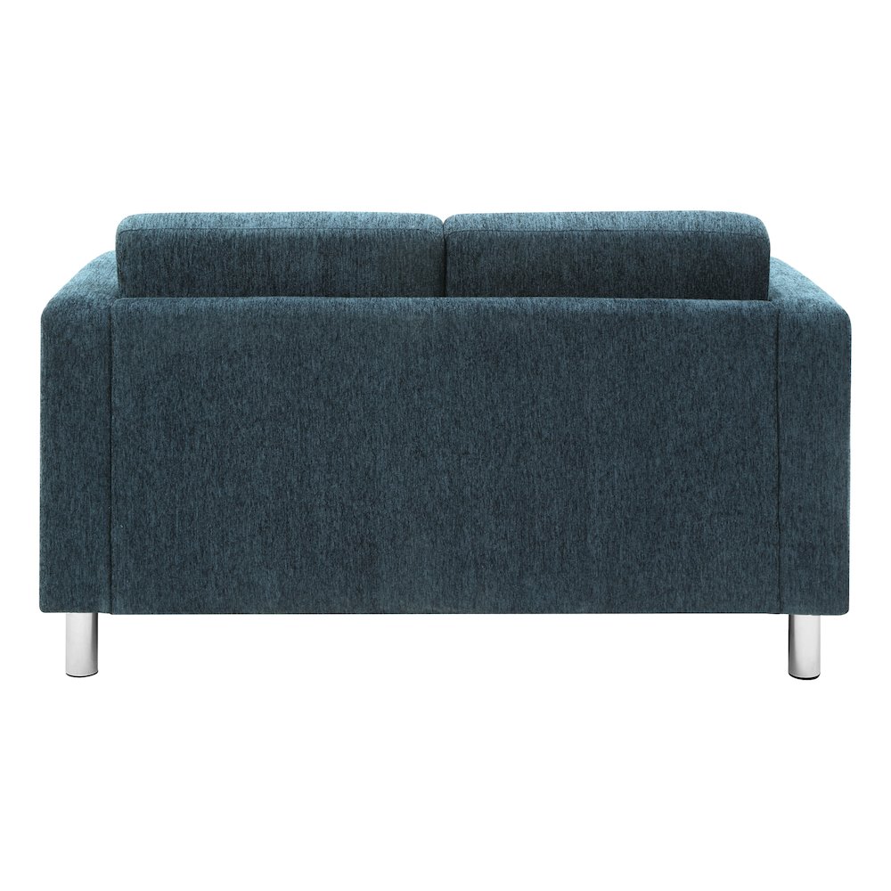 Pacific Loveseat in Navy Fabric with Chrome Legs. Picture 7