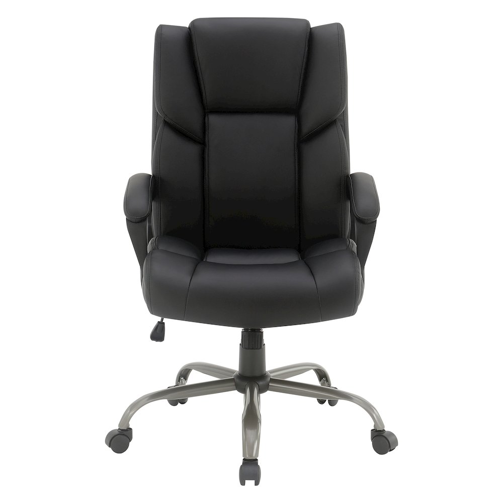 Mid-Back in Black Faux Leather Executive Chair with Padded Arms. Picture 3
