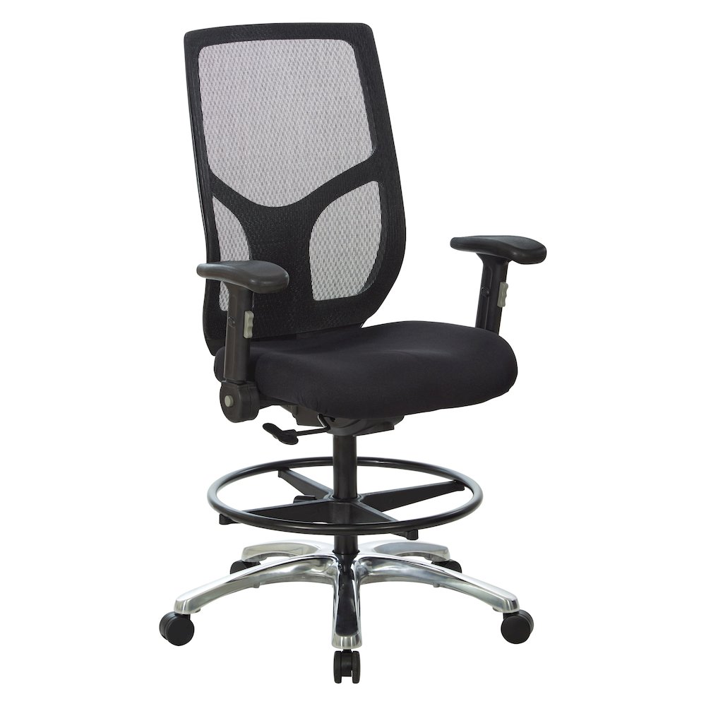 ProGrid Mesh Back Drafting Chair in  FreFlex Coal Fabric with Padded Seat. Picture 1
