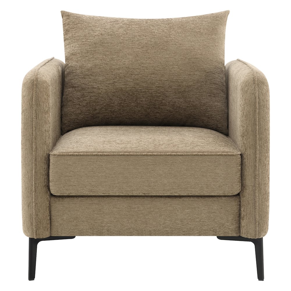 Newhaven Accent Chair in Taupe Fabric with Black Metal Legs. Picture 4
